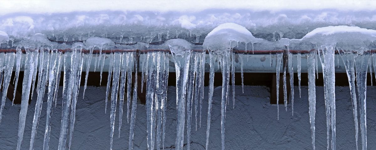 Ice dam on roof of a home