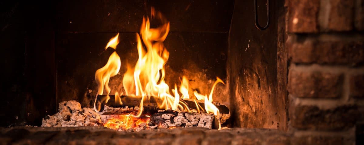 Closeup of firewood burning in fire