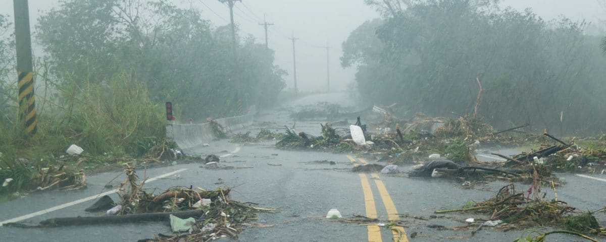 Debri in road during storm