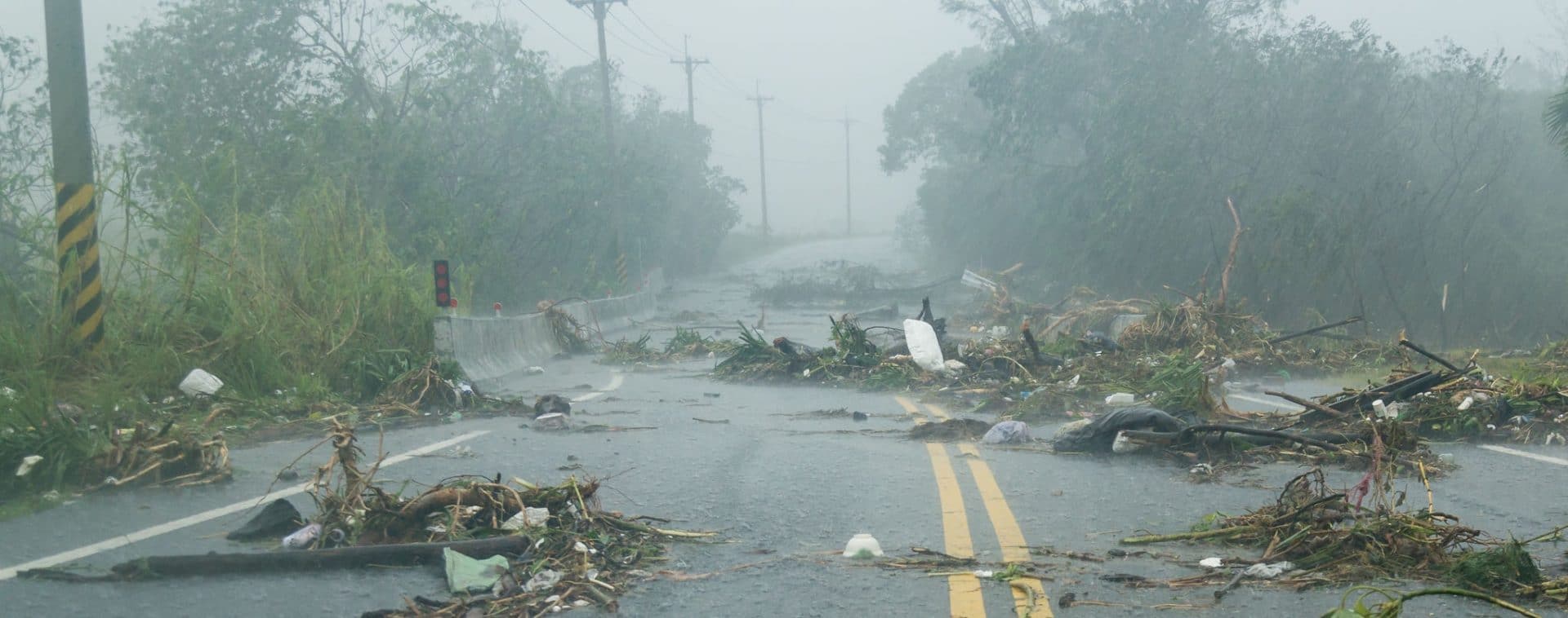 Debri in road during storm