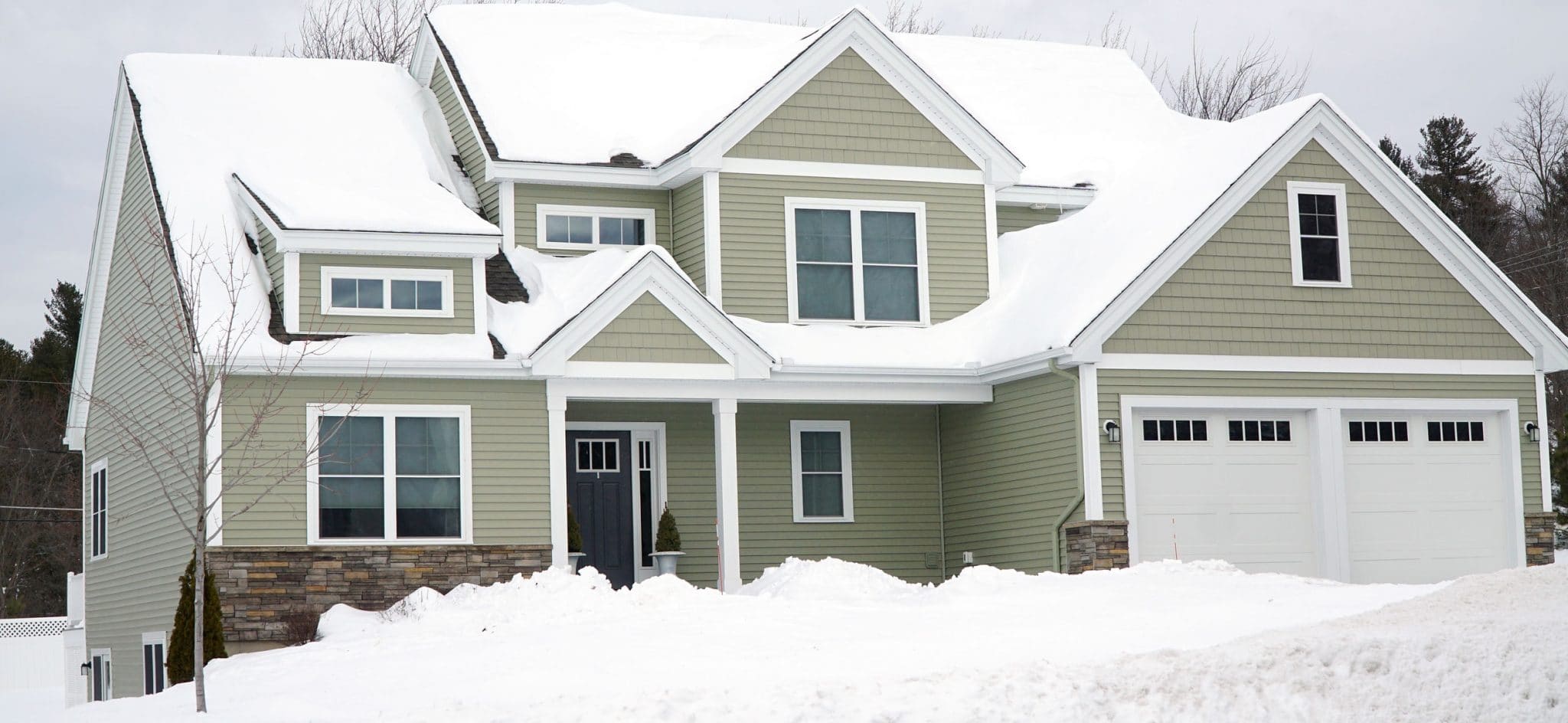 Exterior of a home after snowstorm