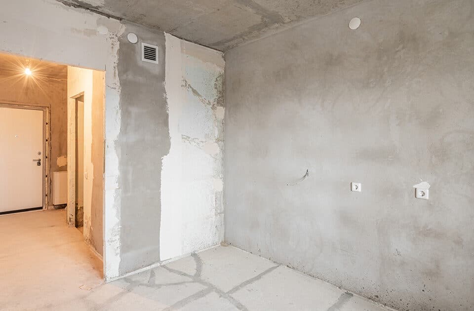 Unfinished basement in a home