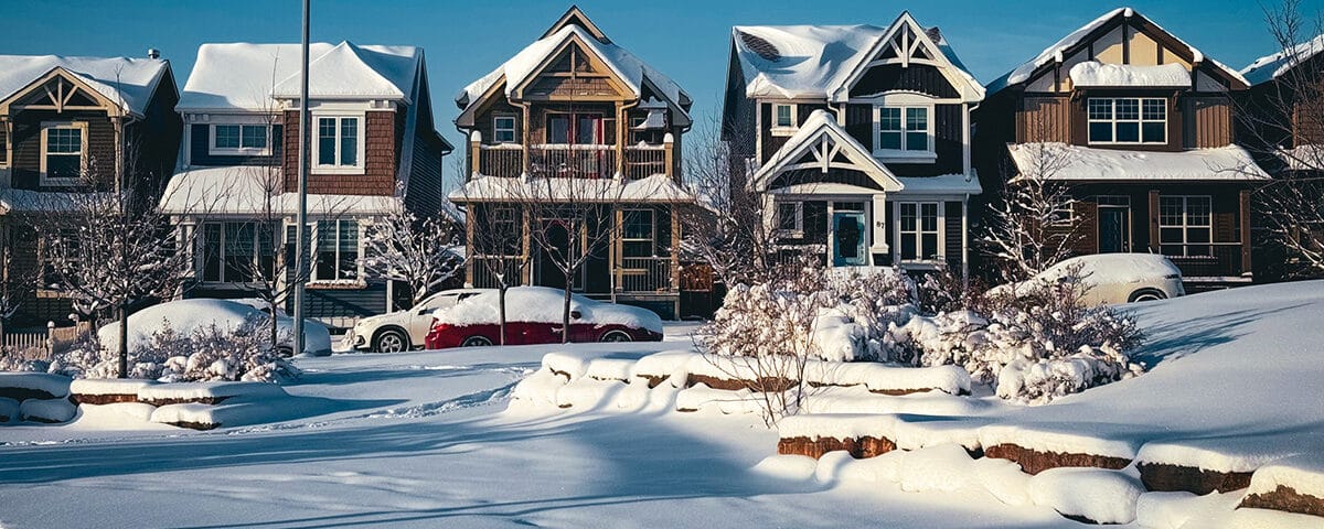 Houses in a suburban neighborhood in the winter