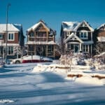 Houses in a suburban neighborhood in the winter