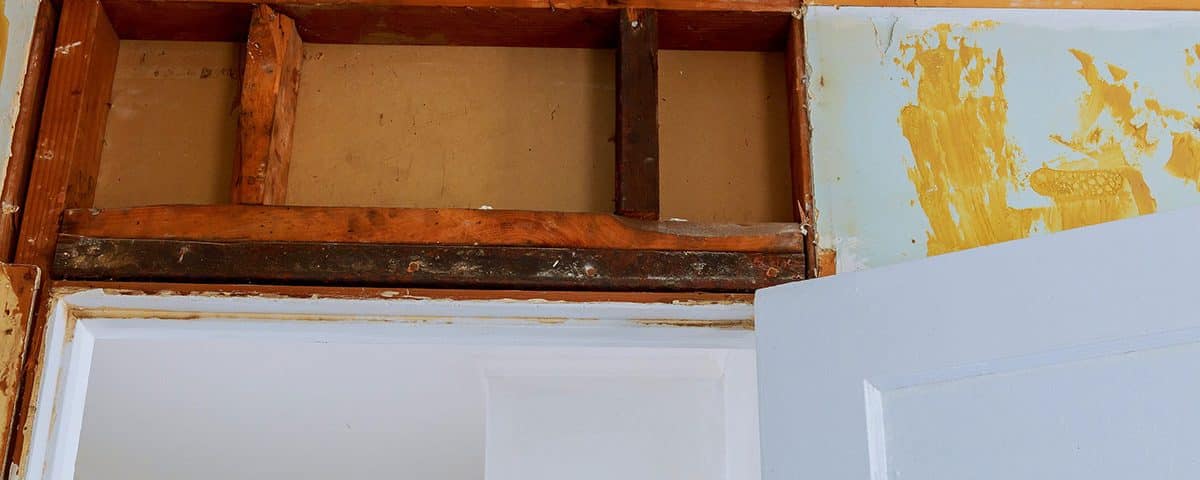 View of a wall of a home with drywall removed for repairs