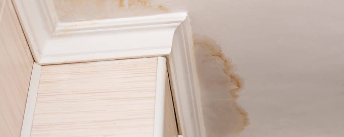 Water damage stain on the ceiling of a home