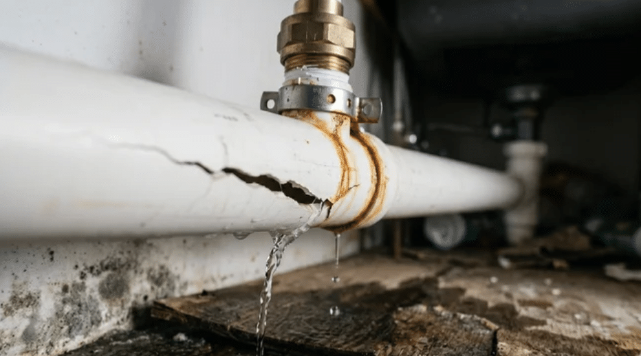 Burst pipe causing water damage